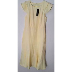 Banana republic womens size 4 PALE YELLOW midi flutter sleeve midi dress